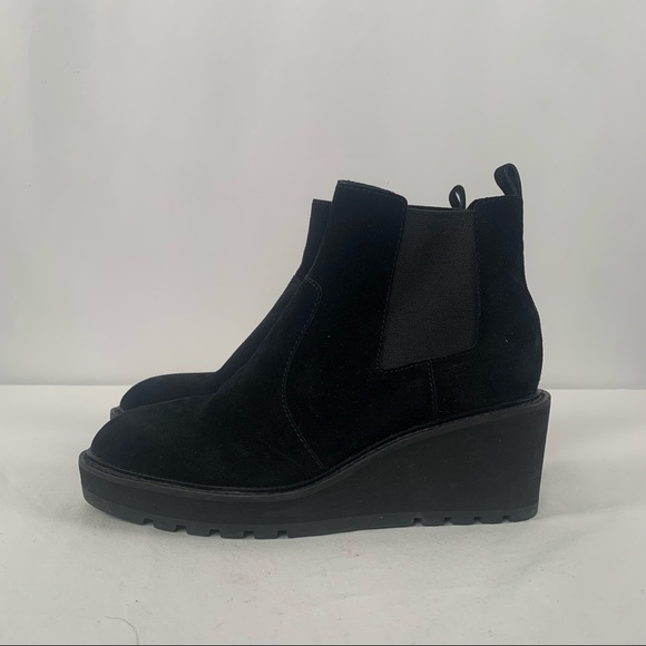 Cecelia New York Gemma Suede Wedge Bootie in Black Size 6 - Picture 5 of 8